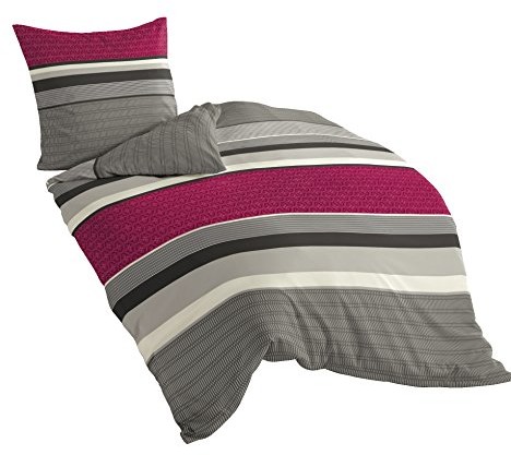 Bierbaum Pościel z delikatnej flaneli Dessin 4630 malina 19, wielokolorowa, 155 cm x 220 cm 4630_19