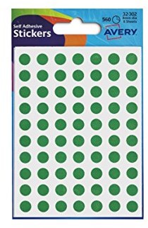 Avery Packets of Labels DIAM.8 mm Green Ref 32  302 [10 X 520 Labels] 32-302