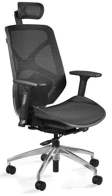 Unique Meble Krzesło biurowe ergonomiczne z zagłówkiem HERO czarny/siatka