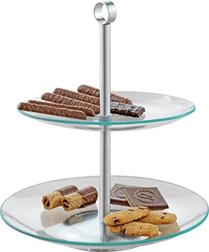 Esmeyer 199-618 COOKIE, 2-piętrowa patera z przezroczystego szkła, średnica na dole: 250 mm, u góry: 210 mm 199-618