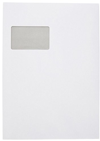 Idena 10251 koperta z okienkiem, format: C4, 2-centymetrowe zagięcie, samoprzylepna, gramatura papieru: 120 g/m, certyfikat FSC, kolor: biały, 100 sztuk 10251