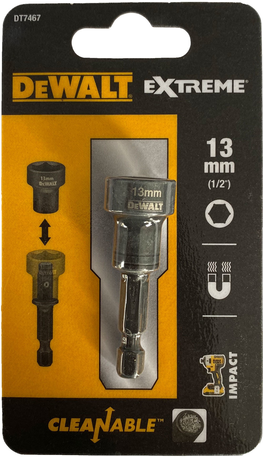DeWALT udarowa końcówka nasadowa do śrub 13mm + trzpień 1/4