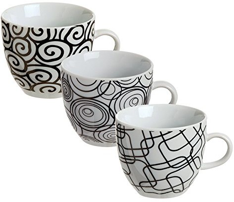 Excelsa Magic-Black zestaw filiżanek firmy The bez ze spodkiem, ceramiki, czarna, 3 sztuki 36306