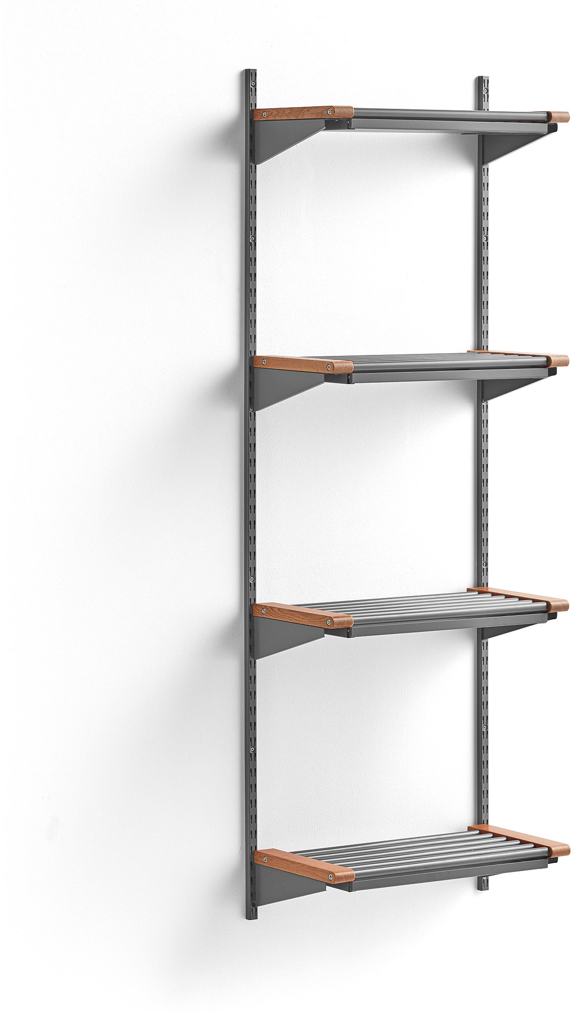 AJ Produkty Stojak na obuwie JEPPE, 4 półki, moduł podstawowy, 1790x600x310 mm, aluminium/dąb