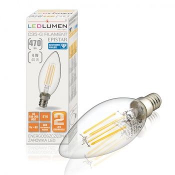 LEDlumen C35-G E14 230V 4W COS CCD 470lm WW 251090029