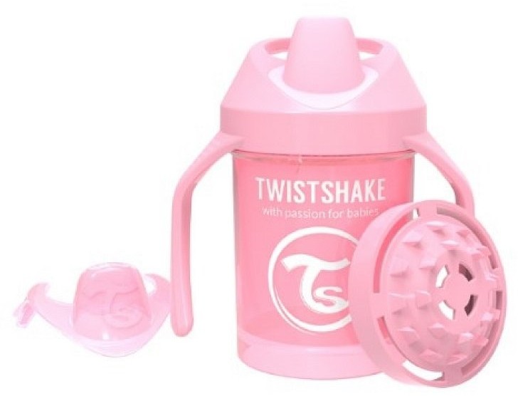 Twistshake Twistshake, Kubek niekapek z uchwytami i mikserem do owoców, Różowy, 230 ml