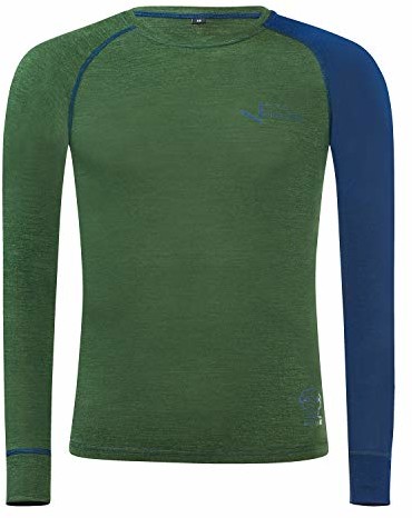 Black Crevice Black Crevice Męska koszulka z długim rękawem z wełny merino koszulka funkcyjna, forest green/steel blue, S BCR403652-GB-S