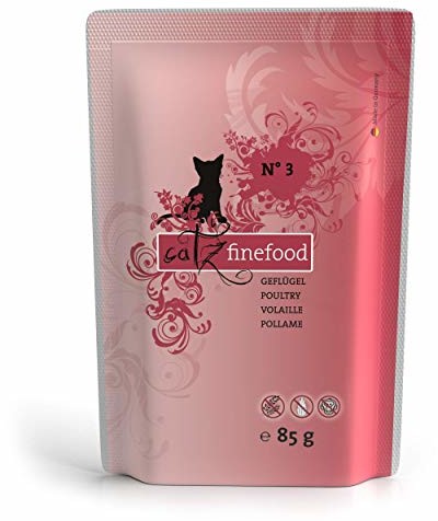 catz finefood N° 3 Drob Drobne jedzenie Mokre pokarm dla kotów, udoskonalony z jagodami i mniszkiem 8 x 85g
