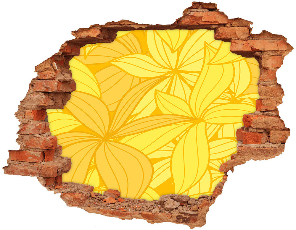 Wallmuralia.pl Naklejka 3D dziura na ścianę Żółte kwiaty tło