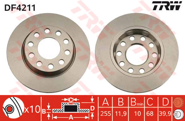 TRW Tarcza hamulcowa DF4211