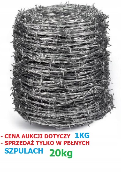 Drut Kolczasty 2.5*2.0 4-KOLCOWY Ocynkowany 20KG