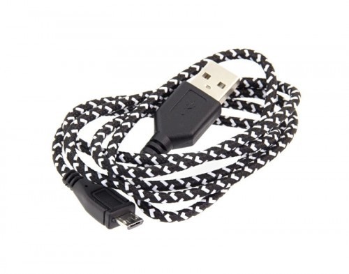 APTEL Kabel MICRO USB 1M czarny oplot KK21C