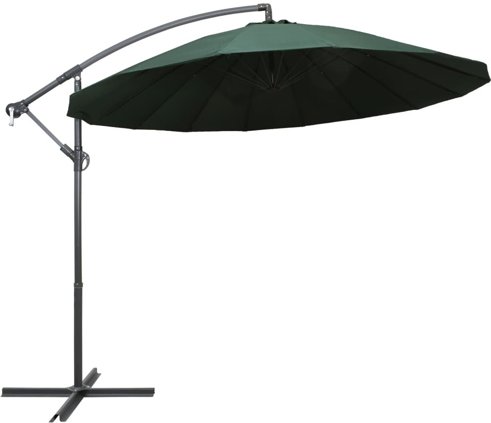 vidaXL Parasol ogrodowy, wiszący, zielony, 3 m, słupek aluminiowy vidaXL