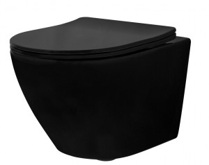 Rea C8489 Misa Wisząca WC 48,5cm Bezrantowa + Deska wolnoopadająca slim CARLO MINI BLACK MAT