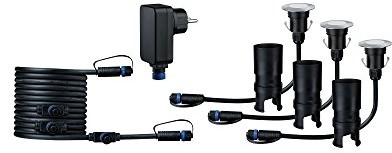 Paulmann świateł Paulmann 93697 Outdoor Plug & Shine Floor Mini-częściowy podstawowy zestaw IP65 3000 K 3 X 2,5 W 24 V 55 MM 936.97 reflektor podłogowy do wbudowania lampa LED lampa podłogowa na zewną 936.97