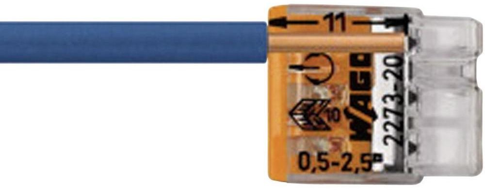 Wago Złącze do puszki podtynkowej 2273-203 0.5-2.5 mm Ilość PIN 3 100 szt przezroczysty pomarańczowy