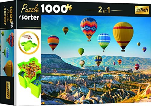 Trefl 10655 puzzle 1000 części, rodzaj 6 przegródek, porządkowanie, sortowanie, transportowanie i przechowywanie, kreatywna rozrywka dla dorosłych i dzieci od 12 lat, zestaw 2 w 1, Sonnige Cappadocia Sonnige Cappadocia