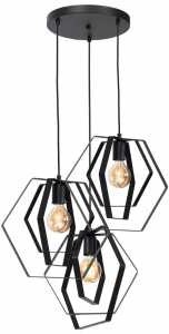 Luminex Hexagon 1437 lampa wisząca zwis 3x60W E27 czarna