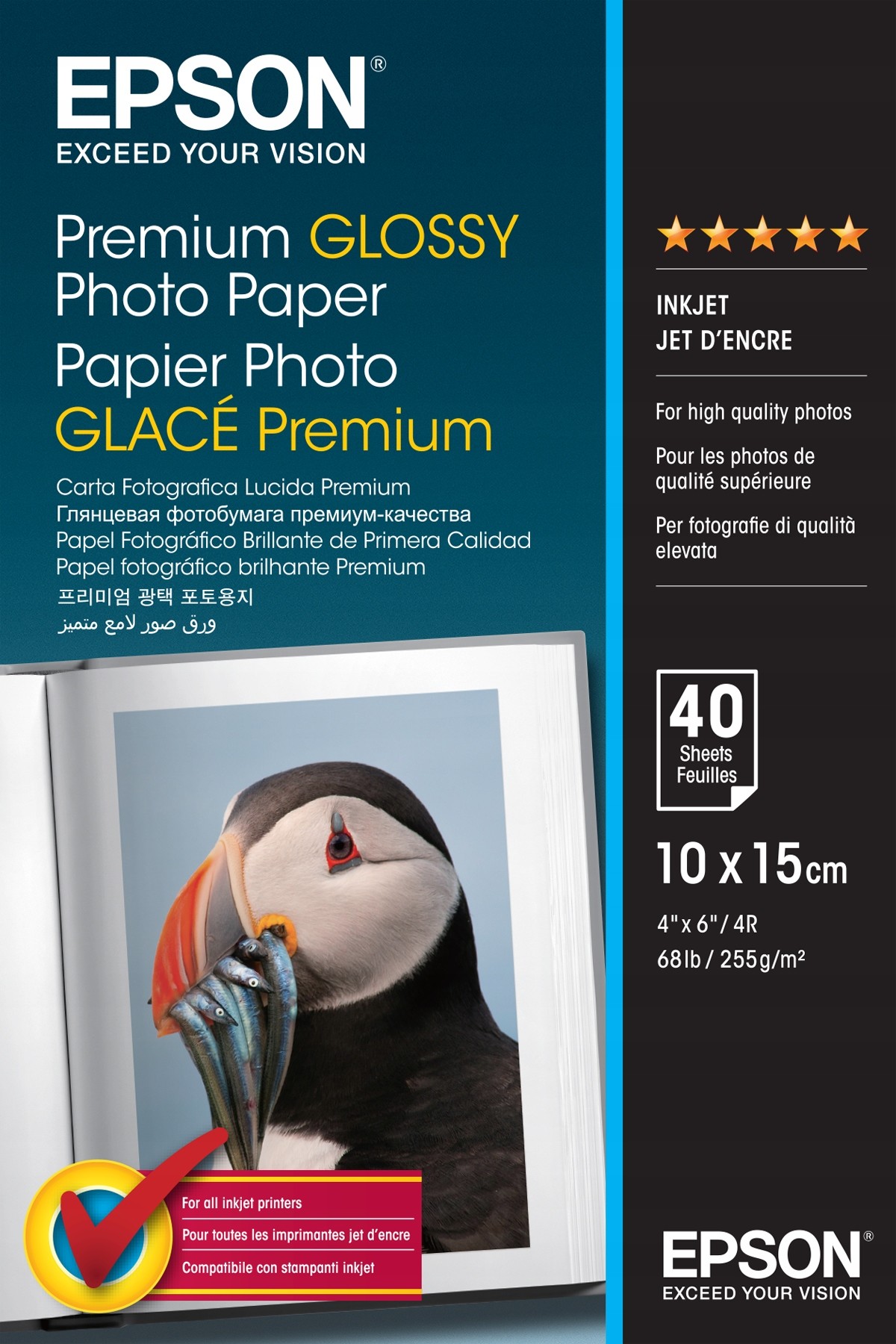 Epson Papier foto Premium Glossy 10x15 255g 40ark.