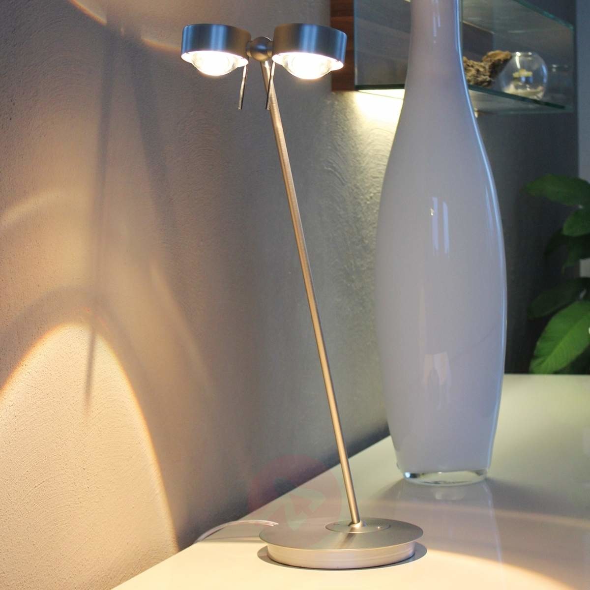 TOP LIGHT 2-pkt. lampa stoł. PUK TABLE ze ściemn., chrom mat