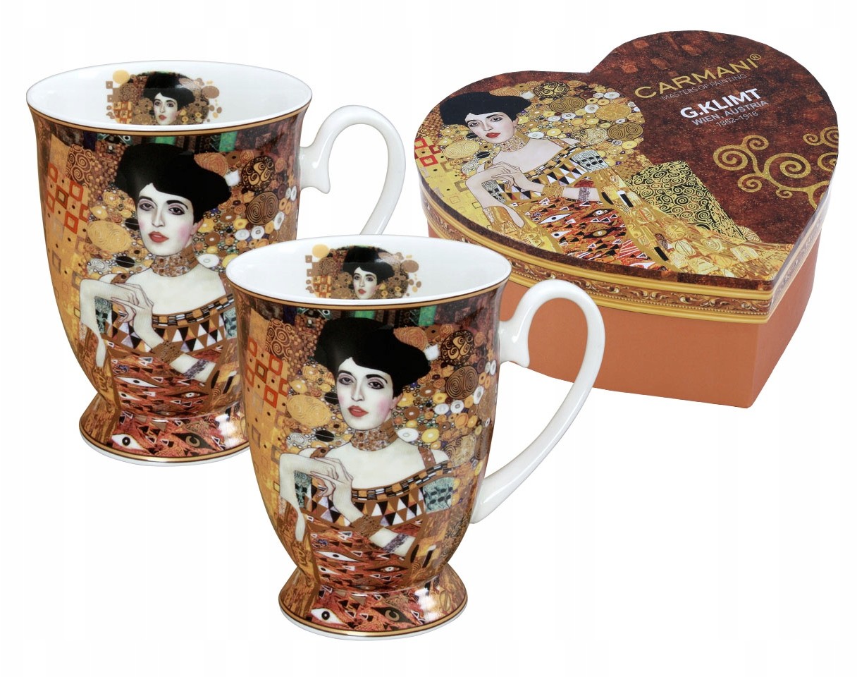 2 kubki Klimt Adele Bloch porcelana Serce Prezent