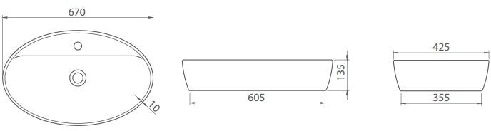 Cerastyle Cerastyle One Umywalka nablatowa 67x42,5x13,5 cm biała 076500U