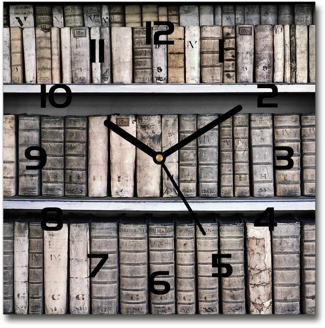 Zegar szklany kwadratowy Półka na książki