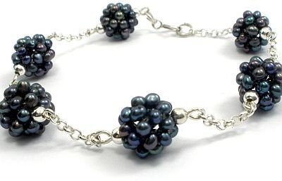 Arande PIĘKNE PERŁY PAWIE NATURALNE BRANSOLETKA SREBRO 1919305214