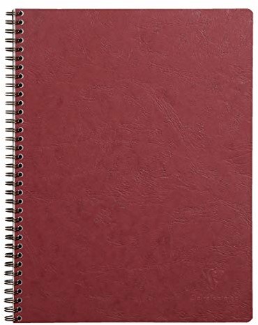 Clairefontaine 782562C notatnik z wiązaniem spiralnym, Age Bag, 160 stron zdejmowany i perforowany, 4 otwory, 22,5 x 29,7 cm, 90 g, w linie, imitacja skóry, kolor czerwony 782562C
