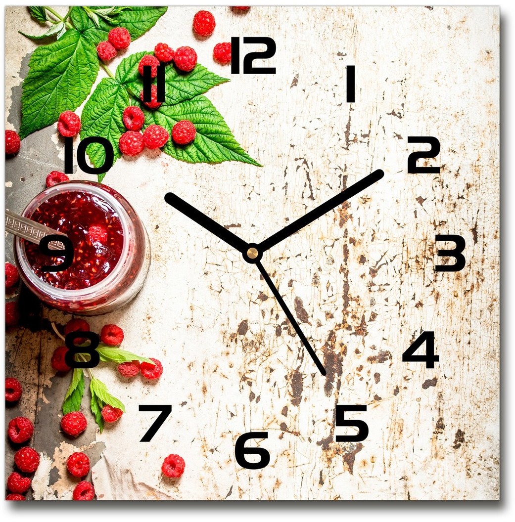 Zegar szklany kwadratowy Malinowy dżem