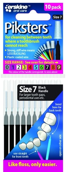 Erskine PIKSTERS Regular 7 - szczoteczki międzyzębowe 0,7, czarne 10 szt Regular 7