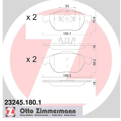 ZIMMERMANN Zestaw klocków hamulcowych, hamulce tarczowe 23245.180.1