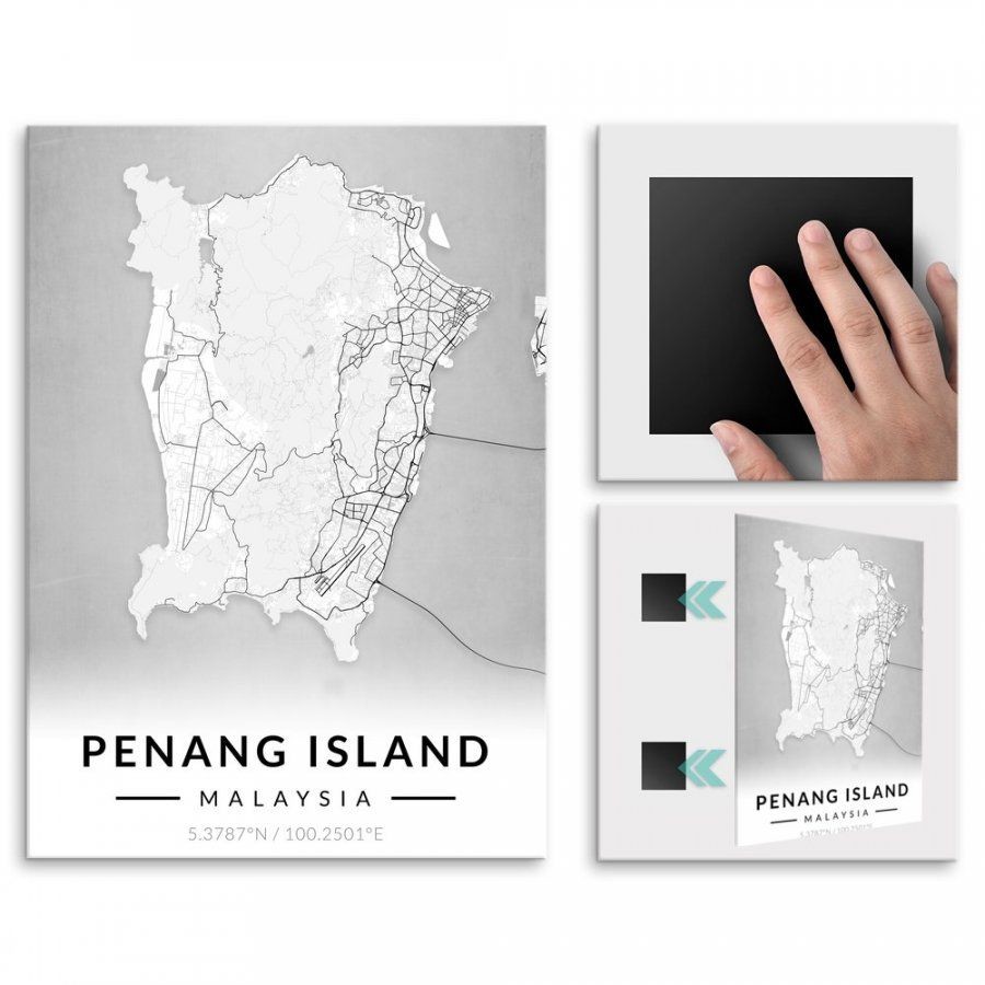 Pix4home Plakat metalowy Mapa B&W George Town M POS-M-03698