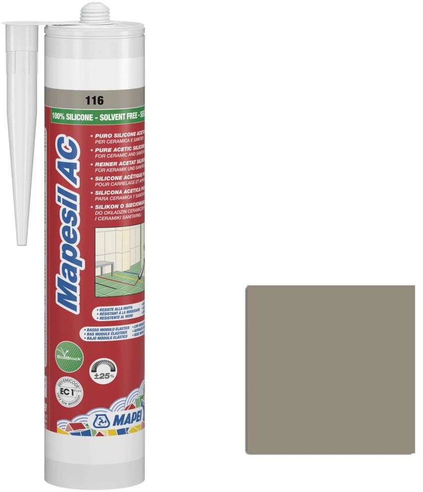 Mapei Silikon sanitarny 116 Szary 310 ml