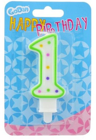 GoDan Świeczka urodzinowa cyferka 1 z kropeczkami