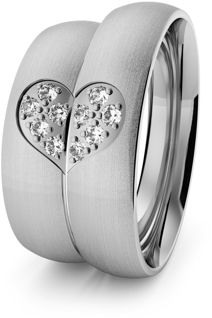 Eminence Obrączki srebrne klasyczne 5 mm z połówkami serc - 77 Ag-classic-5-77