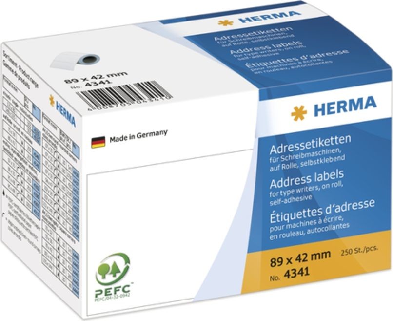 Herma Adressetik. auf Rollen wei 89x42 mm Papier 250 St. - 4341