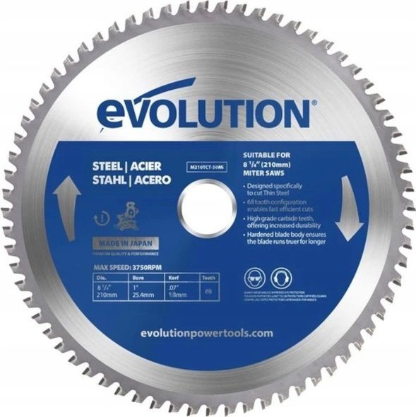 Evolution Piła widiowa TCT do cięcia stali 210mm 50z do pił ukośnych EVO-M210TCT-50MS