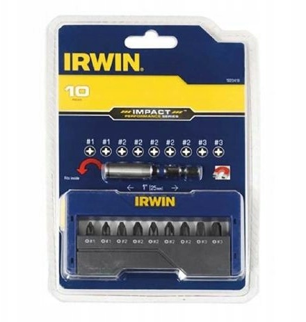 Irwin Końcówki Udarowe KPL.10szt.+UCHWYT Pz