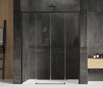New Trendy Drzwi wnękowe prysznicowe przesuwne 150x200 PRIME BLACK D-0342A D-0342A