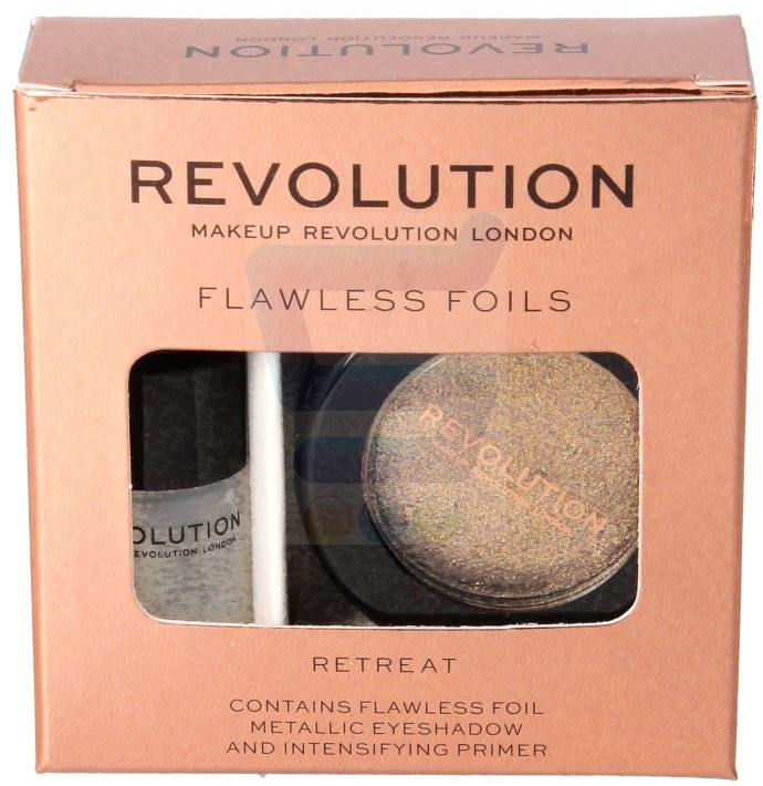 Makeup Revolution Flawless Foils Metaliczny cień do powiek + Baza do cieni Retreat 1 szt.