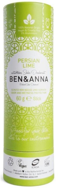 Ben&Anna Natural Soda Deodorant naturalny dezodorant na bazie sody sztyft kartonowy Persian Lime 60g