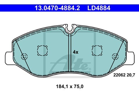 ATE Zestaw klocków hamulcowych, hamulce tarczowe 13.0470-4884.2