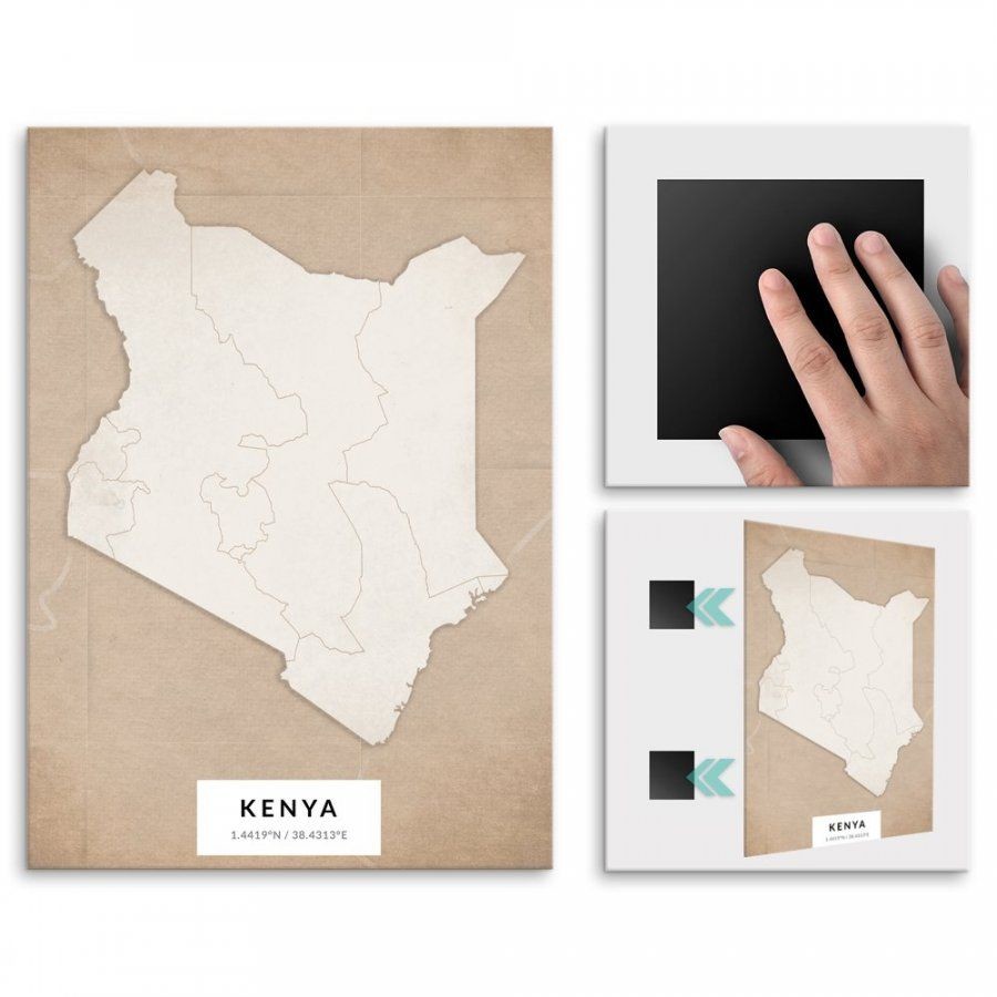 Pix4home Plakat metalowy Mapa Vintage Kenia L POS-L-04339