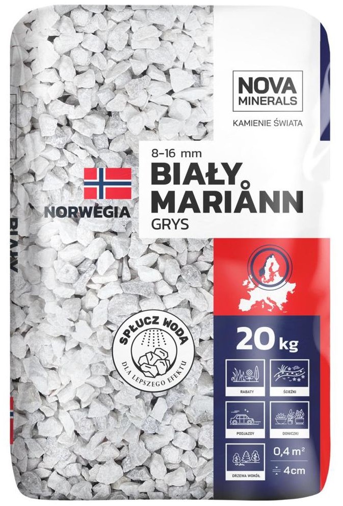 NOVA MINERALS Grys Mariann 8 - 16 mm 20 kg biały Nova minerals