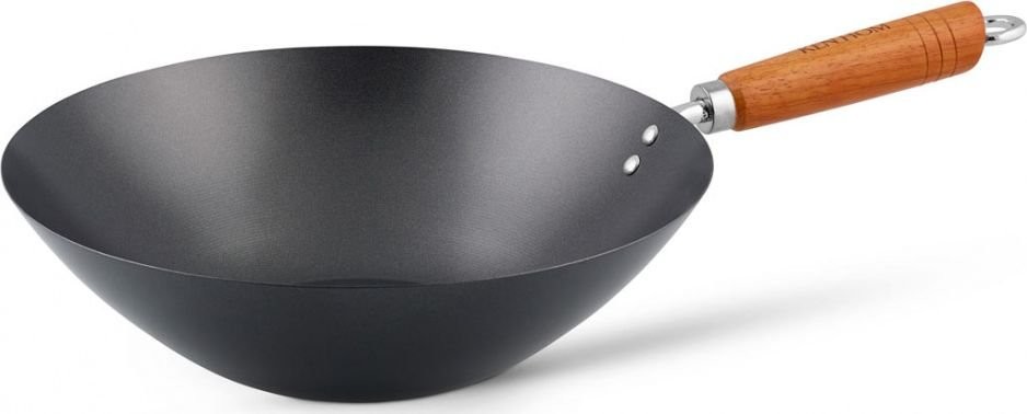 NoName Patelnia patelnia wok z drewnianą rączką 31 cm stal/drewno czarny/brązowy twm_592426