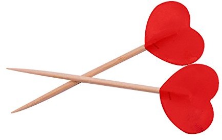 Folat Party Picks czerwone Walentynki serca 6,5 cm (50 sztuk)