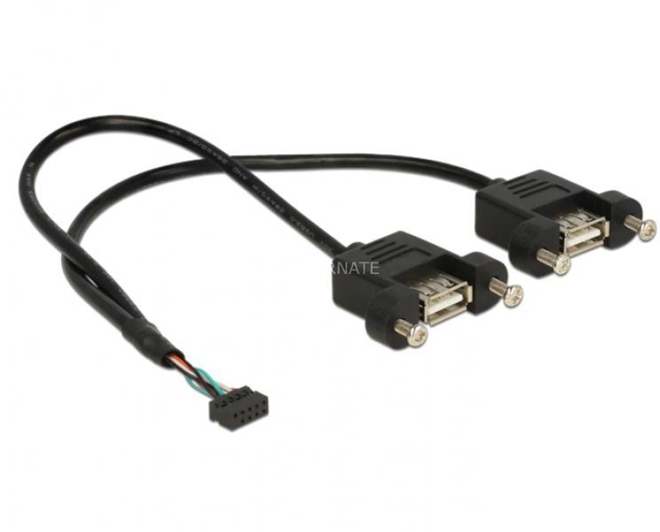 Delock 84832 kabel USB 0,25 m 2.0 2 x USB A Czarny