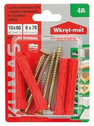 WKRĘT-MET Kołek uniwersalny SFX do wszystkich podłoży 10x60 z wkrętem hartowany