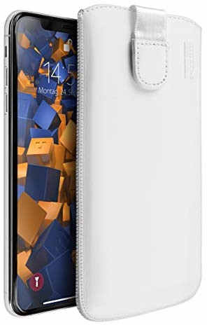 Mumbi prawdziwe skórzane etui do iPhone XS Max skórzane etui białe (klapka z funkcją wyciągania) iPhone XS Max Tasche